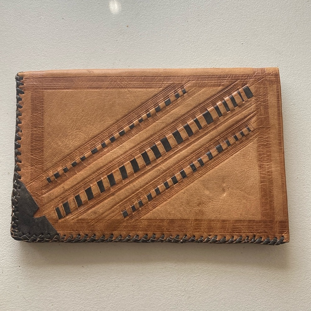Leather woven handmade wallet